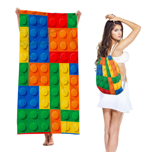 2 In 1 Integrated Quick Dry Beach Towel Backpack Style Foldable Microfiber Sand Free Unfolded 75 X 150Cm / Folded 40 45Cm Towels & Washcloths