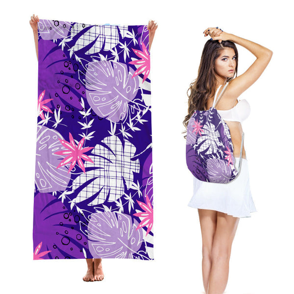 2 In 1 Integrated Quick Dry Beach Towel Backpack Style Foldable Microfiber Sand Free Unfolded 75 X 150Cm / Folded 40 45Cm Towels & Washcloths