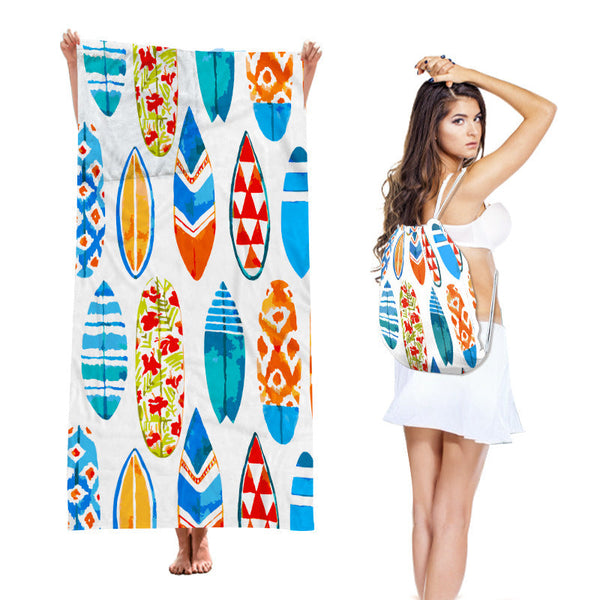 2 In 1 Integrated Quick Dry Beach Towel Backpack Style Foldable Microfiber Sand Free Unfolded 75 X 150Cm / Folded 40 45Cm Towels & Washcloths