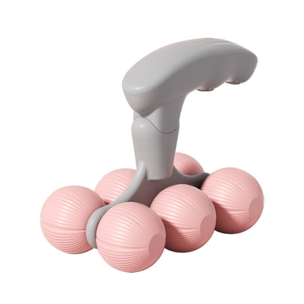 Pink Compact 6 Wheel Handheld Massager Smooth & Silent Deep Tissue Muscle Relaxer For Yoga Fitness And Home Recovery Massagers