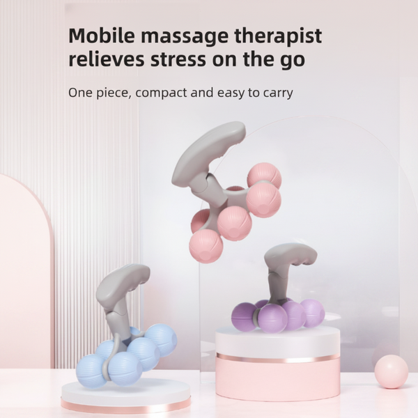 Pink Compact 6 Wheel Handheld Massager Smooth & Silent Deep Tissue Muscle Relaxer For Yoga Fitness And Home Recovery Massagers