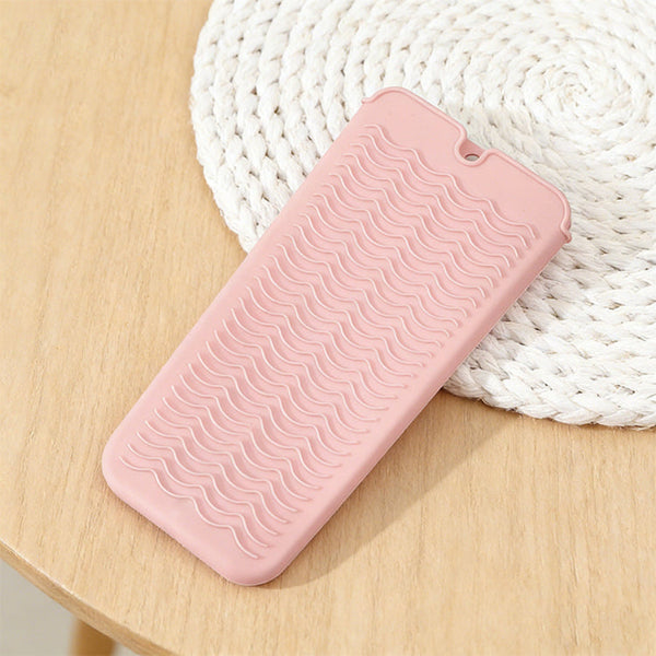 Pink 2 In 1 Silicone Wave Anti Scalding Mat & Pouch For Hair Tools (2 Pack) Travel Ready Heat Resistant Hanging Storage Bag Hair Accessories