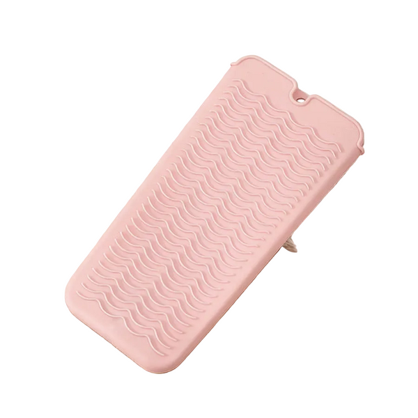 Pink 2 In 1 Silicone Wave Anti Scalding Mat & Pouch For Hair Tools (2 Pack) Travel Ready Heat Resistant Hanging Storage Bag Hair Accessories