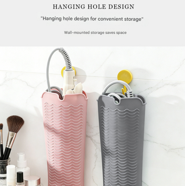 Pink 2 In 1 Silicone Wave Anti Scalding Mat & Pouch For Hair Tools (2 Pack) Travel Ready Heat Resistant Hanging Storage Bag Hair Accessories