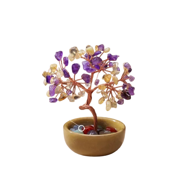 Natural Yellow Crystal Money Tree With Agate Basin & Adjustable Wire Branches Desktop Feng Shui Decor For Wealth And Prosperity Artificial Plants