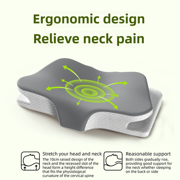 Grey Breathable Butterfly Contoured Memory Foam Pillow Dual Height Orthopedic Neck With 5 Zone Cervical Support Pillows