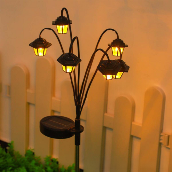 Solar Retro Hexagonal Palace Ground Plug Light With 6 Led Warm Glow In/Outdoor Garden Pathway Landscape And Lawn Lamp Landscape & Walkway Lights