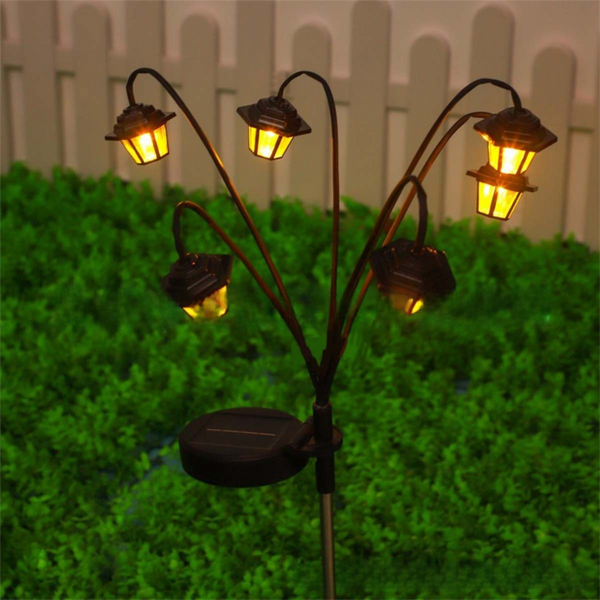 Solar Retro Hexagonal Palace Ground Plug Light With 6 Led Warm Glow In/Outdoor Garden Pathway Landscape And Lawn Lamp Landscape & Walkway Lights