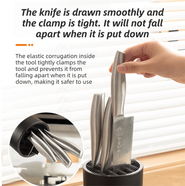 2 Pack Matte Black Modern Multi Slot Knife Block With Secure Wave Insert & Drainage Space Saving And Smooth Withdrawal Preventing Fallout Design Knife