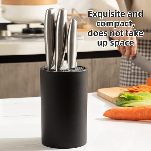 2 Pack Matte Black Modern Multi Slot Knife Block With Secure Wave Insert & Drainage Space Saving And Smooth Withdrawal Preventing Fallout Design Knife