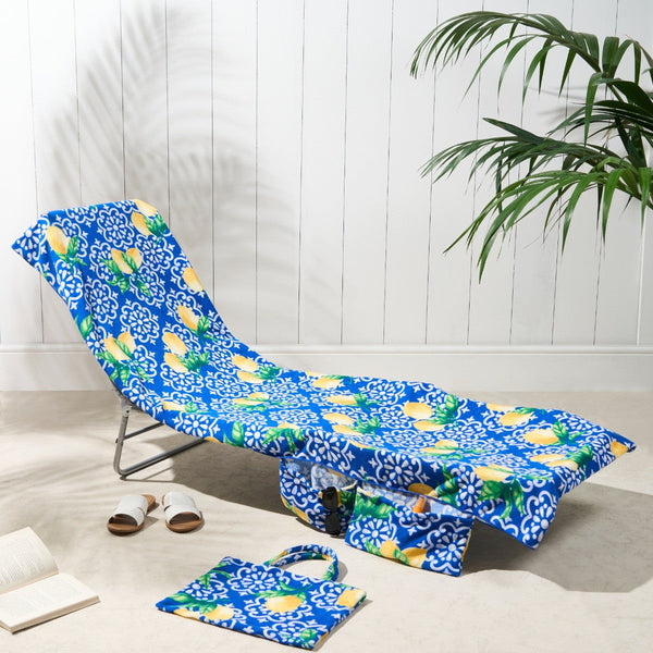 2 In 1 Microfiber Sun Lounger Towel & Portable Tote Bag Sand Free Quick Dry Beach Chair Cover With Side Pockets (St001 / 75X211cm) Towels & Washcloths