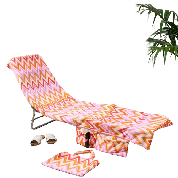 2 In 1 Microfiber Sun Lounger Towel & Portable Tote Bag Sand Free Quick Dry Beach Chair Cover With Side Pockets (St001 / 75X211cm) Towels & Washcloths