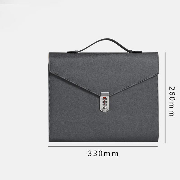 Black Anti Theft Document Organizer With Secure Password Lock Waterproof Pu Leather Confidential File Bag Id & Document Holders