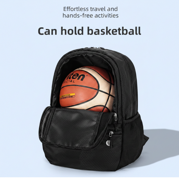 24L High Capacity Black Basketball Backpack With Shoe Compartment & Dedicated Ball Zone Waterproof Durable Oxford Training Bag Basketball Training Aid