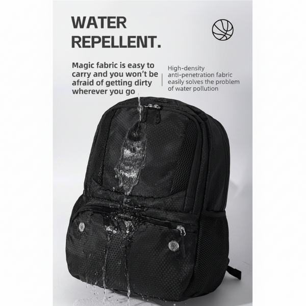 24L High Capacity Black Basketball Backpack With Shoe Compartment & Dedicated Ball Zone Waterproof Durable Oxford Training Bag Basketball Training Aid