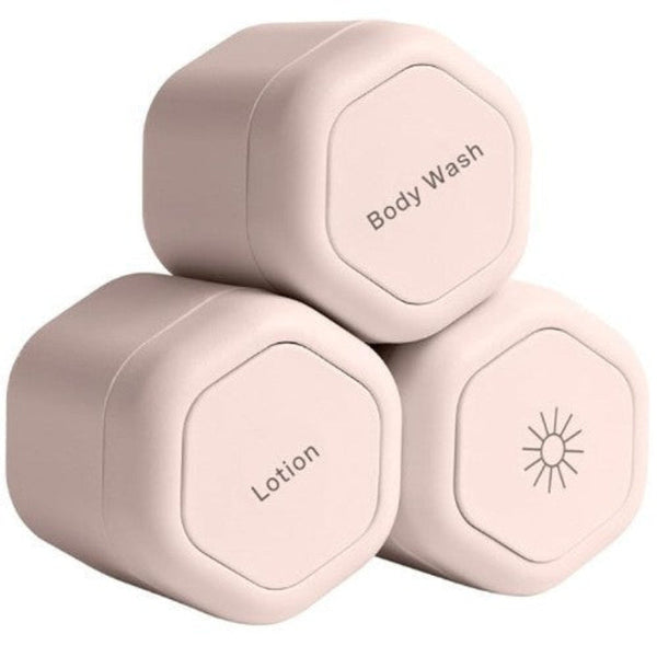 3 Piece Pink Magnetic Travel Capsules Leak Proof & Tsa Friendly Cosmetic And Skin Care Containers Travel Bottles & Containers