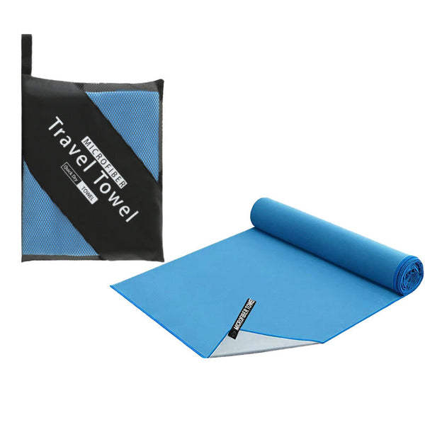 40A80cm And 76A152cm Ultra Fine Microfiber Double Sided Fleece Towel Set Rapid Drying Travel & Fitness Essentials (Blue Grey) Cleaning Towels & Cloths