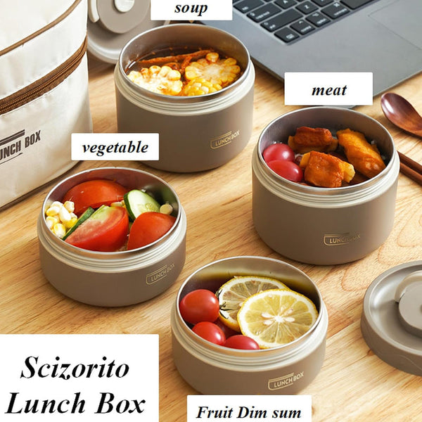 2 Pack Brown 304 Stainless Steel Microwave Safe Lunch Box Set Stackable Insulated Bento Containers For Office & School Lunchboxes