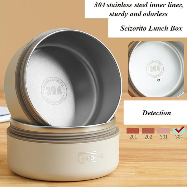 4 Pack Beige 304 Stainless Steel Microwave Safe Lunch Box Set Stackable Insulated Bento Containers For Office & School Lunchboxes