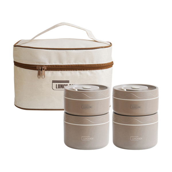 4 Pack Brown 304 Stainless Steel Microwave Safe Lunch Box Set Stackable Insulated Bento Containers For Office & School Lunchboxes