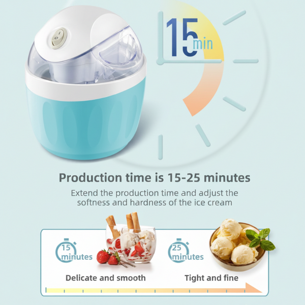 Pink 500Ml Compact Electric Ice Cream Maker Portable Quick Iced Drink Bucket & Soft Serve Machine With Rapid 15 Min Freezing Ice Cream & Frozen Yoghur