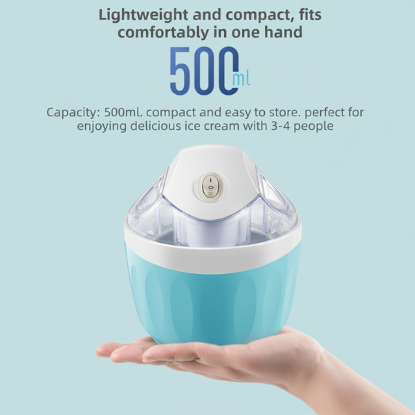 Pink 500Ml Compact Electric Ice Cream Maker Portable Quick Iced Drink Bucket & Soft Serve Machine With Rapid 15 Min Freezing Ice Cream & Frozen Yoghur