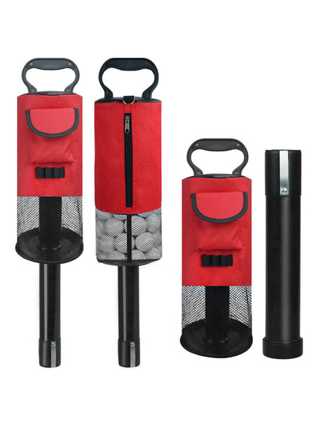 Black And Red Lightweight Golf Retriever With Detachable No Bend Shag Tube & Mesh Bag Holding Up To 70 Ball Ball Pick Ups & Retrievers