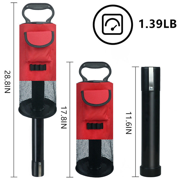 Black And Red Lightweight Golf Retriever With Detachable No Bend Shag Tube & Mesh Bag Holding Up To 70 Ball Ball Pick Ups & Retrievers