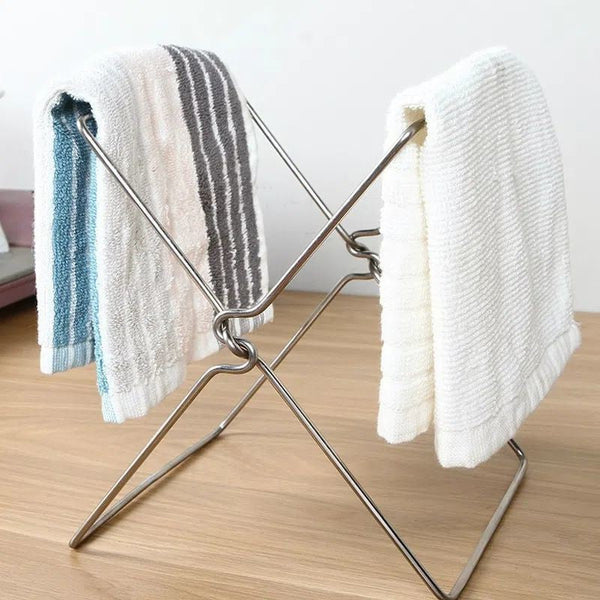 2 Pack Foldable Stainless Steel Trash Bag Holder (17 X 21 Cm) Multi Functional Kitchen Countertop Organizer For Plastic & Dishcloth Other Home Organis