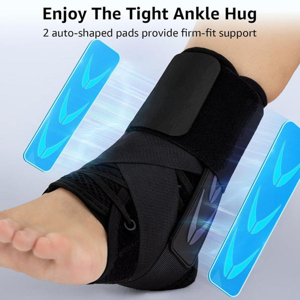 M Size Black Triple Layer Compression Ankle Brace With Adjustable Lace Up Breathable Sprain Prevention Sleeve Orthotics Braces & Sleeves