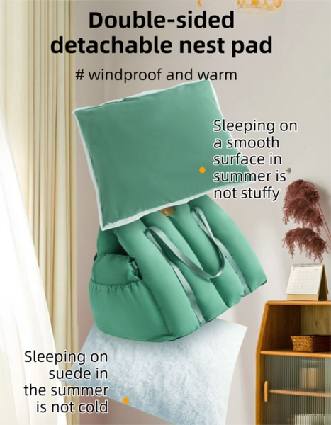 Green 2 In 1 Fluffy Travel Cat Bed & Car Safety Seat Enclosed Windproof Pet Carrier With Reversible Summer/Winter Cushion Reinforced Handle And Escape
