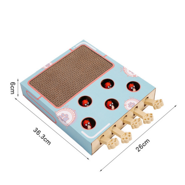 3 In 1 Whack A Mole Cat Toy & Scratching Lounge Spring Swivel Interactive Puzzle Box And Multi Functional Scratcher Cat Toys