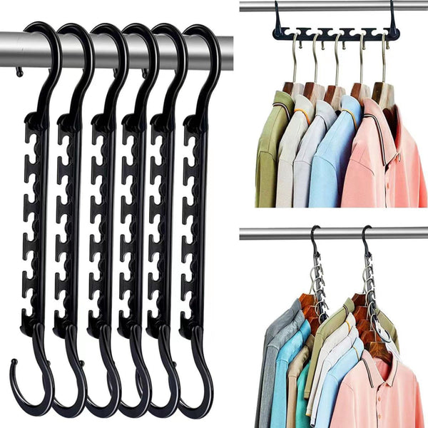 5 Tier Black Stainless Steel Pants Rack And 10 Pack Magic Cascading Hangers Set Space Saving Closet Organizer Kit Closet Organisers