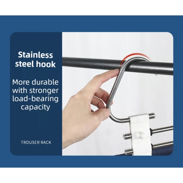 5 Tier Black Stainless Steel Pants Rack And 10 Pack Magic Cascading Hangers Set Space Saving Closet Organizer Kit Closet Organisers