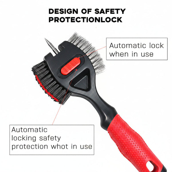 Grey Premium Golf Club Cleaning Brush Extra Large Head Dual Bristles Retractable Zip Line & Groove Cleaner Spike Anti Slip Ergonomic Grip 29Cm Other G