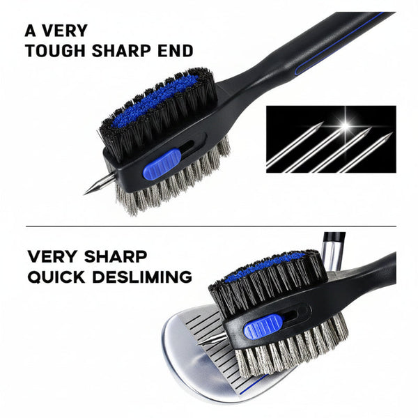 Green Premium Golf Club Cleaning Brush Extra Large Head Dual Bristles Retractable Zip Line & Groove Cleaner Spike Anti Slip Ergonomic Grip 29Cm Other