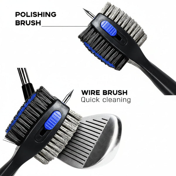 Green Premium Golf Club Cleaning Brush Extra Large Head Dual Bristles Retractable Zip Line & Groove Cleaner Spike Anti Slip Ergonomic Grip 29Cm Other