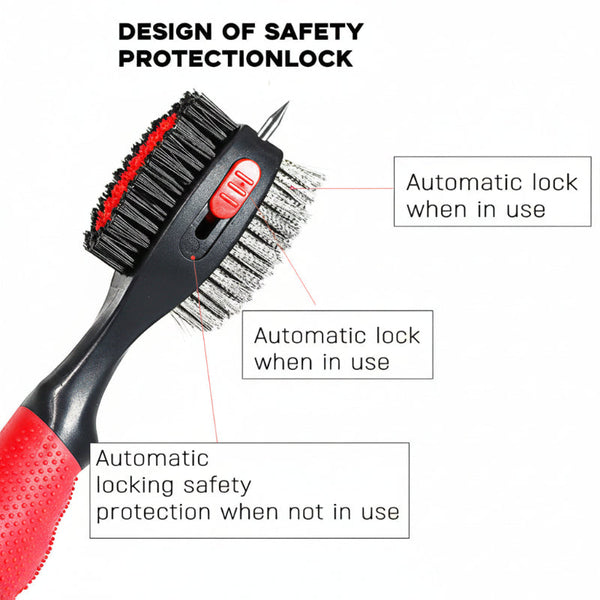 Green Premium Golf Club Cleaning Brush Extra Large Head Dual Bristles Retractable Zip Line & Groove Cleaner Spike Anti Slip Ergonomic Grip 29Cm Other