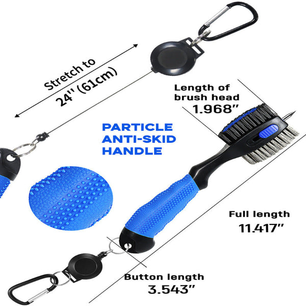 Green Premium Golf Club Cleaning Brush Extra Large Head Dual Bristles Retractable Zip Line & Groove Cleaner Spike Anti Slip Ergonomic Grip 29Cm Other