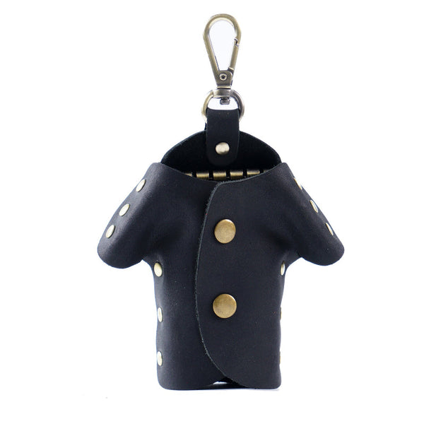 Black Genuine Crazy Horse Leather Key Case Creative Jacket Shape Holder Vintage Cowhide Pouch For Car Fob & House Keys Brown Key Holders