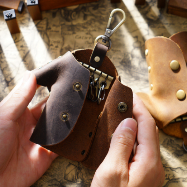Black Genuine Crazy Horse Leather Key Case Creative Jacket Shape Holder Vintage Cowhide Pouch For Car Fob & House Keys Brown Key Holders