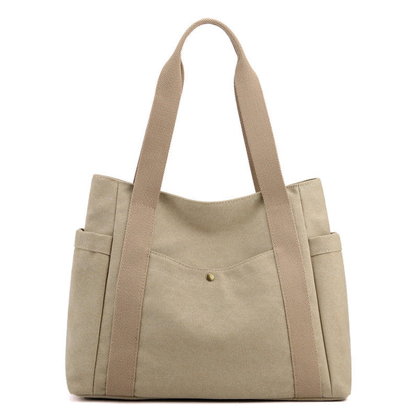 Grey Women's Large Canvas Tote Bag Minimalist Shoulder Handbag High Capacity 39Cm For Work School & Travel Women's Bags & Handbags