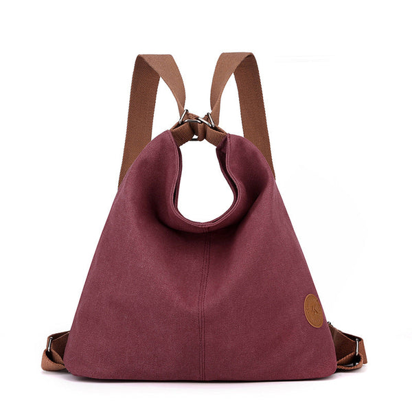 Purple Versatile 3 In 1 Canvas Backpack And Shoulder Bag Large Capacity Handbag For Women Ideal For Travel School And Everyday Use Women's Bags & Hand