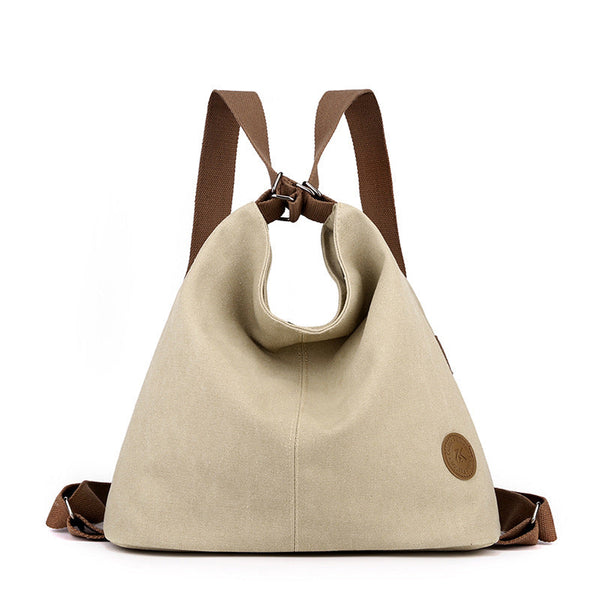 Khaki Versatile 3 In 1 Canvas Backpack And Shoulder Bag Large Capacity Handbag For Women Ideal Travel School Everyday Use Women's Bags & Handbags