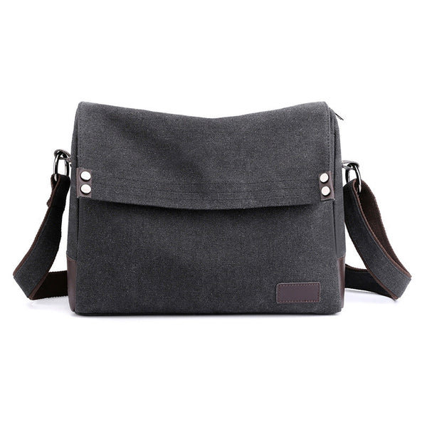 Black Men's Large Capacity Canvas Messenger Bag Lightweight Multi Pocket Crossbody Shoulder For Work Casual Travel Ipad Compatible Bags