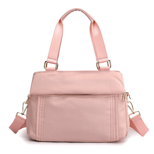 Pink Womens Large Capacity Water Resistant Nylon Handbag Multi Compartment Crossbody Shoulder Bag For Work Travel And Daily Use 30Cm Women's Bags & Ha