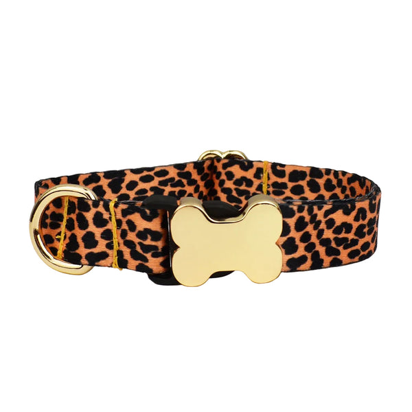 L Leopard Print Boho Patterned Dog Collar With Gold Metal Bone Buckle Adjustable Tribal & Neck Strap For Puppies Dogs Dog Collars