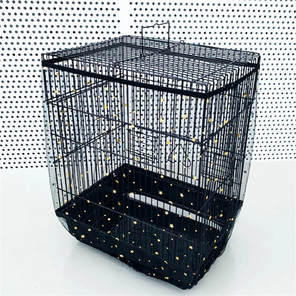 S Black Staraheight 17 Circumference 110A Large Bird Cage Seed Catcher Net Cover Adjustable Mesh Guard Splash Proof Dust For Indoor Outdoor Cages Bird