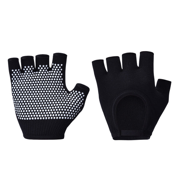 Black 2 Pack Women's Non Slip Yoga Gloves Open Back Half Finger Cotton Stretchy Grip For Aerial Pilates And Fitness Gloves & Mittens