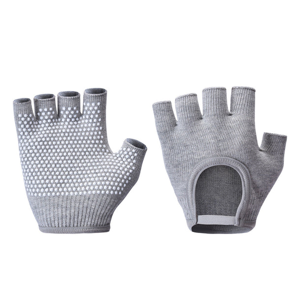 Grey 2 Pack Women's Non Slip Yoga Gloves Open Back Half Finger Cotton Stretchy Grip For Aerial Pilates And Fitness Gloves & Mittens